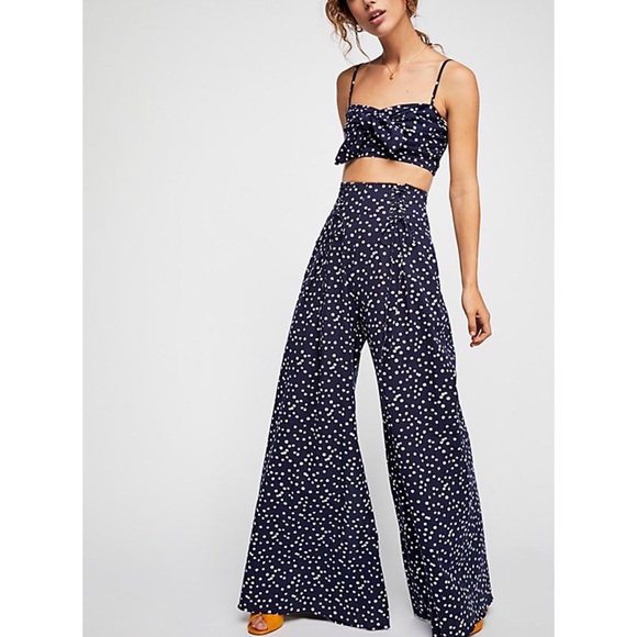 Free People Pants - Free People Bette Polka Dot Crop Top Pant Set